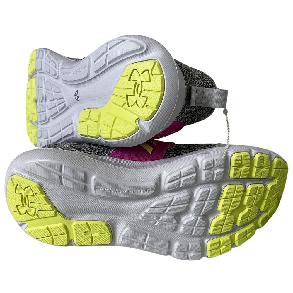 Under Armour Sneakers Girls Kids Youth Size 4.5 pink Gray Outhustle Tennis Shoes - Picture 5 of 6